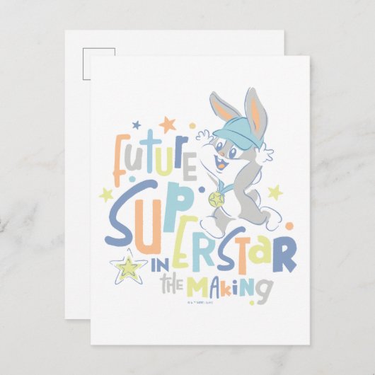 Baby BUGS BUNNY™ Future Superstar im Training Postkarte (Vorne/Hinten)