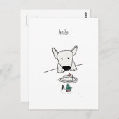 Baby Bull Terrier trifft ersten Freund Postkarte (Vorne/Hinten)