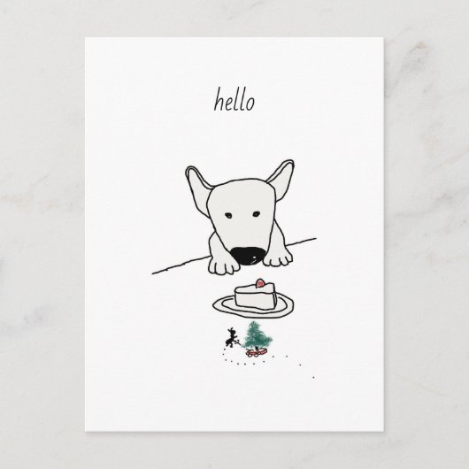 Baby Bull Terrier trifft ersten Freund Postkarte (Vorderseite)