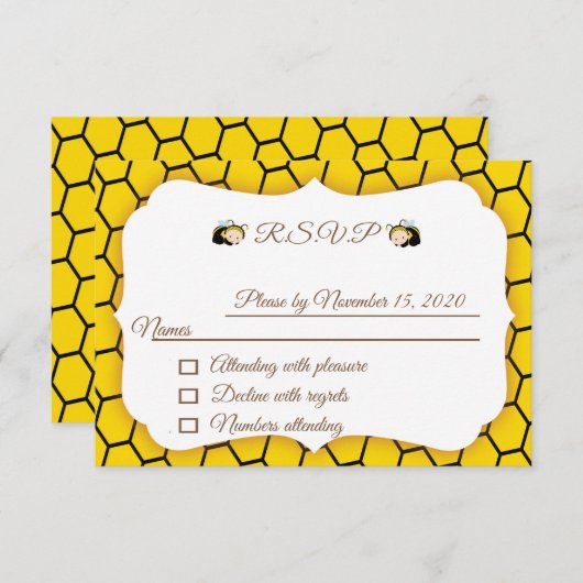 Baby Bumble Bee's Baby Shower RSVP Card (Vorne/Hinten)
