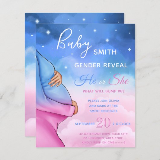 Baby Bump Cloud Sky Gender-Aufdeckung (Vorne/Hinten)