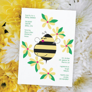 Baby Bump Mama Bee Yellow Floral Baby Dusche Einladung