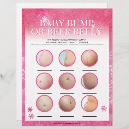 Baby-Bump oder Bier-Bauch [Schneerosa] Briefbogen (Vorne/Hinten)