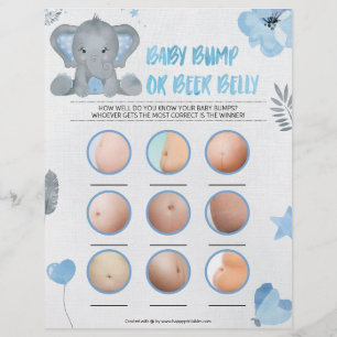 Baby-Bump oder Bierbauch [Baby-Elefant [blau] Briefbogen