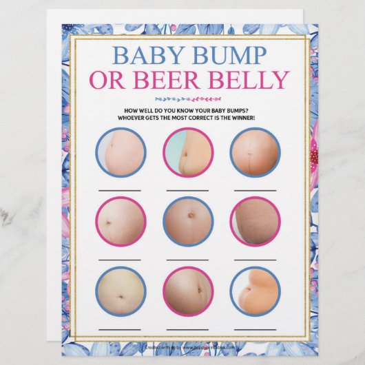 Baby-Bump oder Bierbauch [Blumenfarben] Briefbogen (Vorne/Hinten)