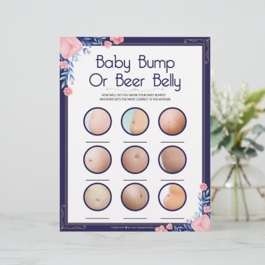 Baby-Bump oder Bierbauch [Blumenrahmen] Briefbogen (Stehend Vorderseite)