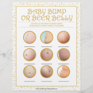Baby-Bump oder Bierbauch [goldene Glitzern] Briefbogen