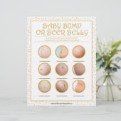 Baby-Bump oder Bierbauch [goldene Glitzern] Briefbogen (Stehend Vorderseite)