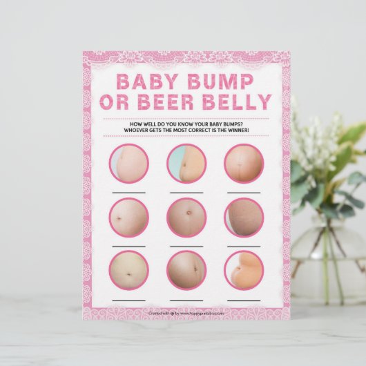 Baby Bump oder Bierbauch [Luxus-Spitze [rosa] Briefbogen (Stehend Vorderseite)