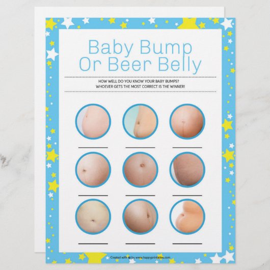 Baby Bump oder Bierbauch [Starry Night Blue] Briefbogen (Vorne/Hinten)