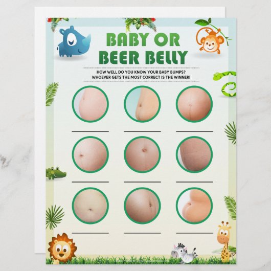 Baby-Bump oder Bierbauch [Tierthema] Briefbogen (Vorne/Hinten)