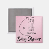 Baby Bump Pink Hearts Babydusche Save the Date Magnet (Vorderseite/Rückseite)