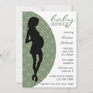 Baby-Bump-Silhouette Einladung [Grün]