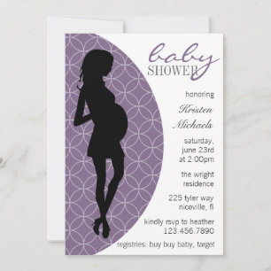 Baby-Bump-Silhouette Einladung [Lila]