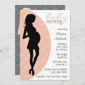 Baby-Bump-Silhouette Einladung [Peach] (Vorne/Hinten)
