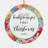 Baby Bump's First Christmas Footprint Holiday Keramik Ornament (Vorne)