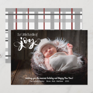 Baby-Bündel-der-Freude-Schriftfoto Feiertagskarte