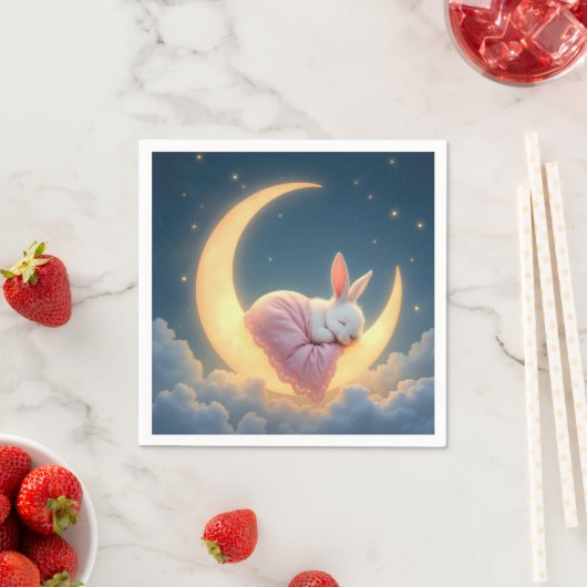 Baby Bunny auf einem Halbmond Serviette (Beispiel)