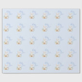 Baby Bunny Boy Blue Script Niedlich Baby Dusche Geschenkpapier (Flach)
