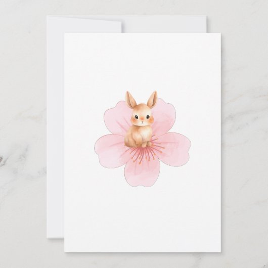 Baby Bunny Cherry Blossom Blume Baby Girl Dusche Einladung (Rückseite)