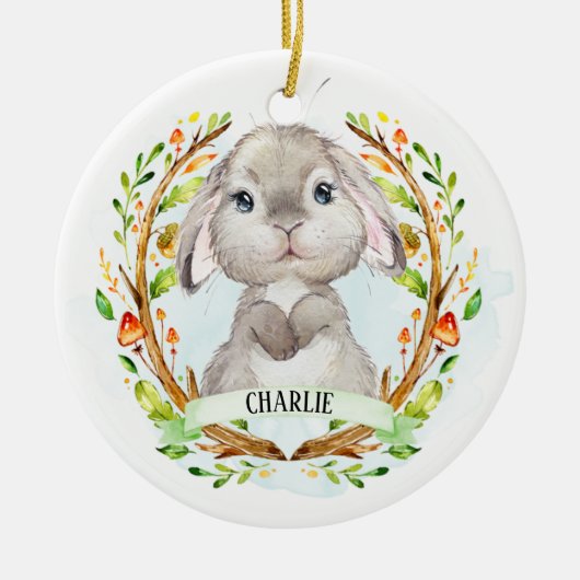 Baby Bunny Cute Keramik Ornament (Vorne)