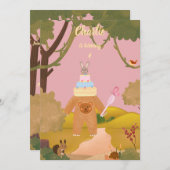 Baby Bunny Forest Geburtstag Einladung (Vorne/Hinten)