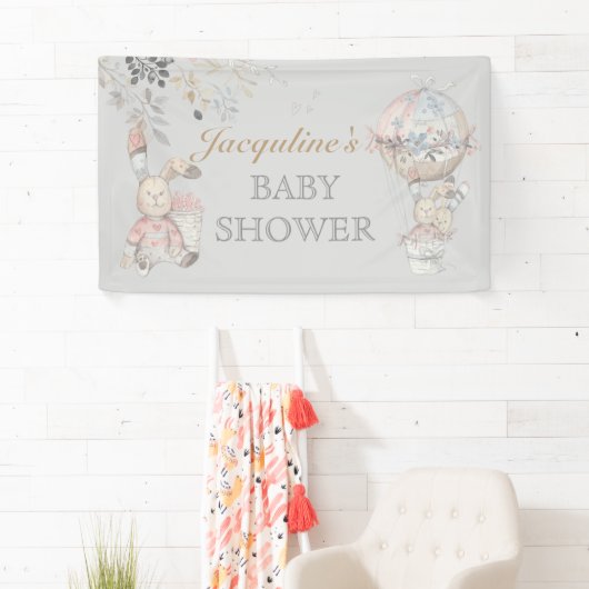 Baby Bunny Gender Neutral Hot Air Ballon Banner (Insitu)