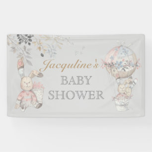 Baby Bunny Gender Neutral Hot Air Ballon Banner
