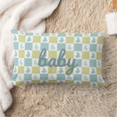 Baby Bunny Green & Blue Checkerboard Kinderzimmer Lendenkissen (Decke)