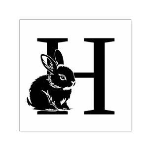 Baby-Bunny-Häschen über einzelner fetter Initial-M Permastempel