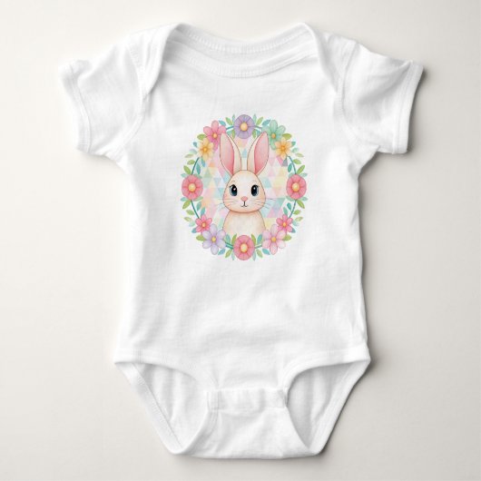 Baby Bunny im Blumenkranz Baby Strampler (Vorderseite)