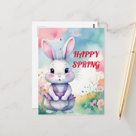 Baby Bunny im Frühjahr Postkarte (Vorderseite/Rückseite Beispiel)