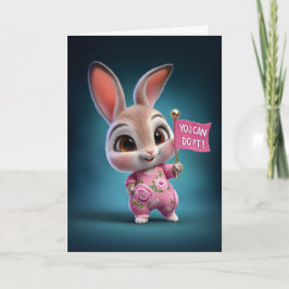 Baby Bunny in Cute Pink Romper Encouragement Karte