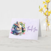 Baby Bunny in farbenfrohen Frühlingsblumen Danke Karte (Gelbe Blume)