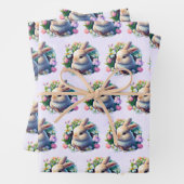 Baby Bunny in farbenfrohen Frühlingsblumen Geschenkpapier Set (Beispiel)