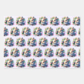 Baby Bunny in farbenfrohen Frühlingsblumen Geschenkpapier Set (Vorderseite 3)
