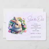 Baby Bunny in Spring Blumen Save the Date (Vorderseite)
