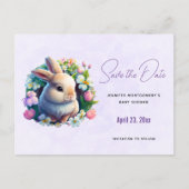 Baby Bunny in Spring Blumen Save the Date einladen Einladungspostkarte (Vorderseite)