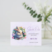Baby Bunny in Spring Blumen Save the Date einladen Einladungspostkarte (Stehend Vorderseite)