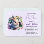 Baby Bunny in Spring Flowers Babydusche Einladung (Vorne/Hinten)