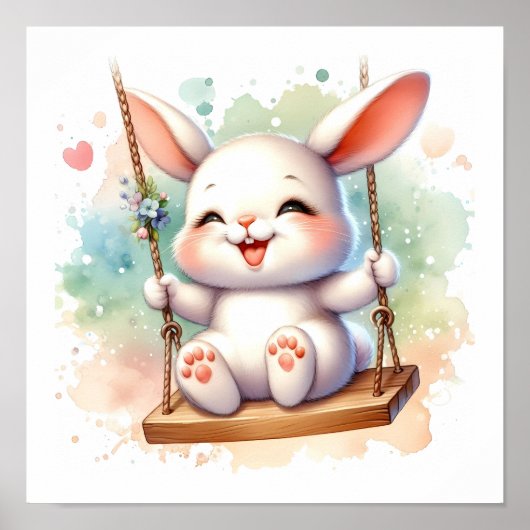 Baby Bunny Kinderzimmer Watercolor Kaninchen auf S Poster (Vorne)