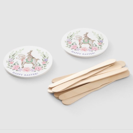 Baby Bunny & Lamb Spring Flowers OsterParty Fächer (Non-assembled)