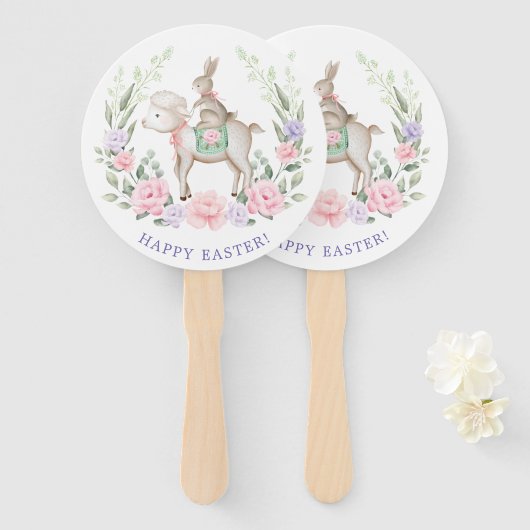 Baby Bunny & Lamb Spring Flowers OsterParty Fächer (Vorne und Hinten)
