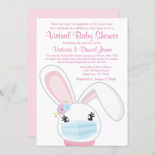 Baby Bunny Mask Girl Virtual Baby Dusche Einladung