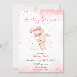 Baby Bunny mit Ballons Baby Einladung