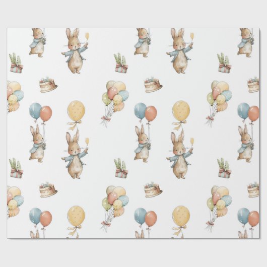 Baby Bunny mit Balloons Geschenkpapier (Flach)