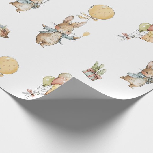 Baby Bunny mit Balloons Geschenkpapier (Ecke)