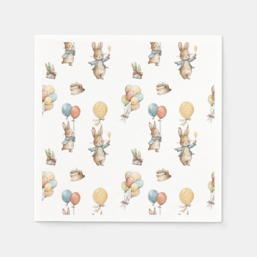 Baby Bunny mit Balloons Serviette (Vorderseite)
