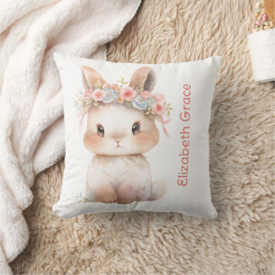 Baby-Bunny-Monogramm-Geschenk Baby-Mädchen-Nursery Kissen