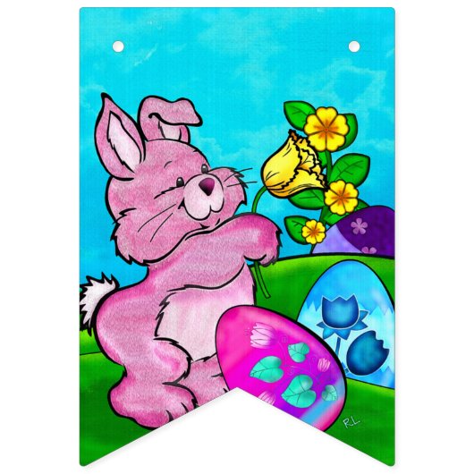 Baby Bunny Oaster HAPPY EASTER Wimpelkette (Erste Fahne)